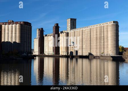 Silo City, Buffalo River, Buffalo, New York, États-Unis Banque D'Images