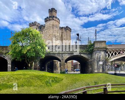 Château de Newcastle et Arches de chemin de fer Banque D'Images