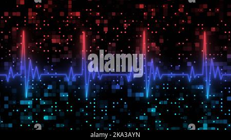 Technologie futuriste fond - lignes de fréquence multicolores et différentes particules - 3D Illustration Banque D'Images