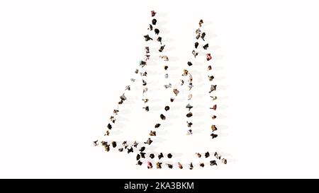 Vaste communauté conceptuelle de personnes comme l'image de deux yachts sur fond blanc. Une métaphore d'illustration de 3D pour le sport nautique, la competion Banque D'Images