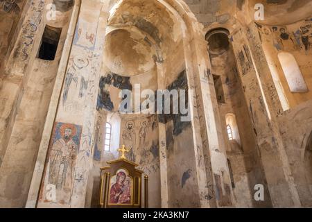 Intérieur de la cathédrale arménienne Église Sainte-Croix sur l'île d'Akdamar, Lac Van, Turquie Banque D'Images