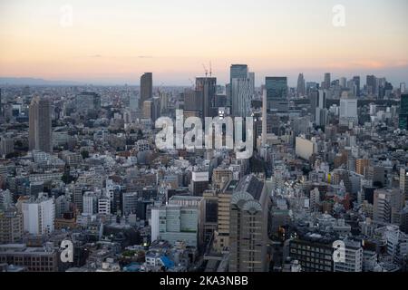 Tokyo, Japon. 31st octobre 2022. Le paysage urbain de Tokyo la nuit avec la Tour de Tokyo (æ±äº Ã‚¿ãƒ¯ãƒ¼) et la ville de Minato (æ¸¯åŒº) vue d'Ebisu (æµæ¯”¯¿).le Japon a récemment rouvert ses portes au tourisme après plus de deux ans d'interdiction de voyager en raison de la pandémie de COVID-19. Le yen s'est considérablement déprécié par rapport au dollar américain, créant des troubles économiques pour le commerce international et l'économie japonaise. Les touristes peuvent faire des achats sans taxe au Japon sur un visa de visiteur temporaire. (Image de crédit : © Taidgh Barron/ZUMA Press Wire) Banque D'Images