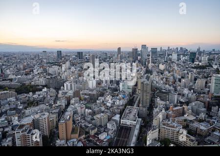Tokyo, Japon. 31st octobre 2022. Le paysage urbain de Tokyo la nuit avec la Tour de Tokyo (æ±äº Ã‚¿ãƒ¯ãƒ¼) et la ville de Minato (æ¸¯åŒº) vue d'Ebisu (æµæ¯”¯¿).le Japon a récemment rouvert ses portes au tourisme après plus de deux ans d'interdiction de voyager en raison de la pandémie de COVID-19. Le yen s'est considérablement déprécié par rapport au dollar américain, créant des troubles économiques pour le commerce international et l'économie japonaise. Les touristes peuvent faire des achats sans taxe au Japon sur un visa de visiteur temporaire. (Image de crédit : © Taidgh Barron/ZUMA Press Wire) Banque D'Images