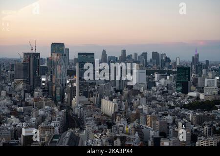 Tokyo, Japon. 31st octobre 2022. Le paysage urbain de Tokyo comprend des bâtiments commerciaux et résidentiels avec des constructions à haute densité fortement compactés, vues depuis Ebisu (æµæ¯”å¯¿). Le Japon a récemment rouvert ses portes au tourisme après plus de deux ans d'interdiction de voyager en raison de la pandémie COVID-19. Le yen s'est considérablement déprécié par rapport au dollar américain, créant des troubles économiques pour le commerce international et l'économie japonaise. Les touristes peuvent faire des achats sans taxe au Japon sur un visa de visiteur temporaire. (Image de crédit : © Taidgh Barron/ZUMA Press Wire) Banque D'Images