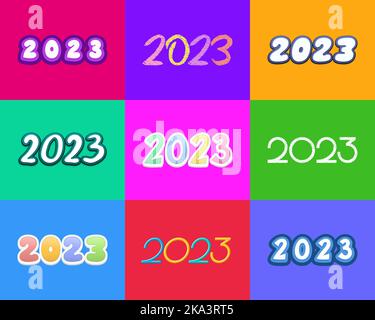 Arrière-plan multicolore créatif avec 2023 dates de calendrier pour le web design, vecteur Illustration de Vecteur