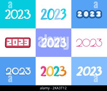 Calendrier élégant dates 2023 sur fond blanc bleu pour le nouveau design de l'année, vecteur Illustration de Vecteur