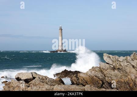 Le phare de Goury, Cap de la Haye, Normandie, France Banque D'Images