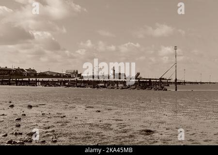 Hunstanton Beach en mono Banque D'Images