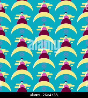 Bonhomme de neige et flocons de neige, motif vectoriel sans couture pour Noël Illustration de Vecteur