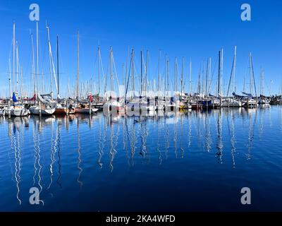 Yachts amarrés au port de Roskilde Fjord, en Zélande, au Danemark Banque D'Images