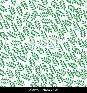 Motif avec des feuilles vertes. Contexte de la nature. Illustration. Banque D'Images