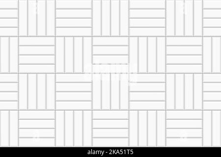 Fond de mosaïque de hachures blanches. Mur en pierre ou en céramique. Fond de cuisine, sol de salle de bains ou de toilettes. Décoration en mosaïque extérieure ou intérieure. Motif sans couture. Illustration vectorielle plate Illustration de Vecteur