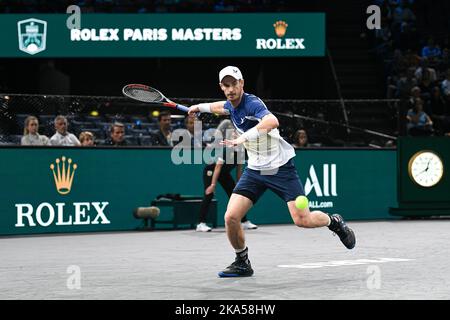 Paris, France. 31 octobre 2022, Andy Murray de GBR lors du Rolex Paris Masters, ATP Masters 1000 tennis Tournament, sur 31 octobre 2022 à l'aréna Accor à Paris, France. Photo de Victor Joly/ABACAPRESS.COM Banque D'Images