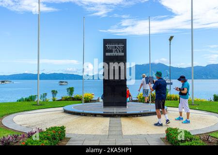 Mémorial de guerre commémorant la bataille de la baie de Milne 1942, Alotau, province de la baie de Milne, Papouasie-Nouvelle-Guinée Banque D'Images