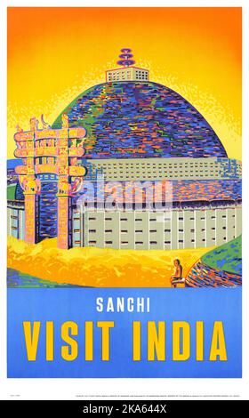Sanchi. Visitez l'Inde. Artiste inconnu. Affiche publiée en 1935. Banque D'Images