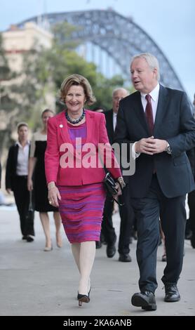 Sydney, Australie 20150225. HM King Harald et HM Queen Sonja lors de la visite du Musée d'art contemporain de Sydney, en Australie mercredi, dans le cadre de la visite d'État. Photo: Lise Aaserud / NTB scanpix Banque D'Images