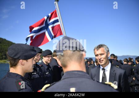 Trondheim, Norvège 20160620. Le Secrétaire général de l'OTAN, Jens Stoltenberg, visite l'exercice dynamique Mongoose lundi. Photo: OLE Martin Wold / NTB scanpix Banque D'Images