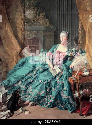 Madame de Pompadour (Jeanne Antoinette poisson, 1721-1764), portrait peint à l'huile sur toile par François Boucher, 1756-1758 Banque D'Images