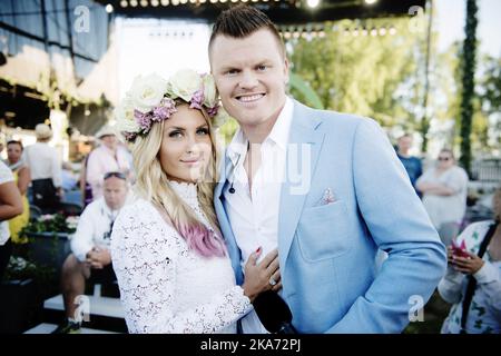 John Arne Riise et Louise Angelica Riise à Allsang à la frontière, Halden. Banque D'Images