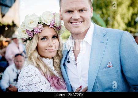 John Arne Riise et Louise Angelica Riise à Allsang à la frontière, Halden. Banque D'Images