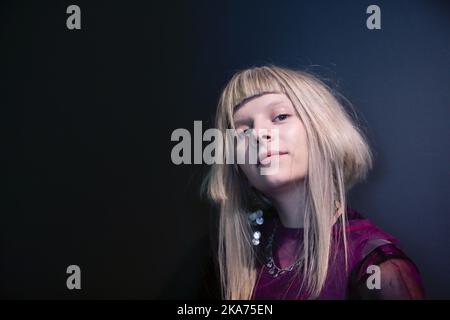 Oslo 20190201. Aurora Aksnes, connu sous le nom d'artiste Aurora est sorti avec le seul 'Animal'. Elle sort bientôt un nouvel album, et a déjà 11 chansons et le titre prêt pour la prochaine LP. Je travaille beaucoup, ça me rend heureux, dit-elle juste avant qu'elle ne voyage aux États-Unis en tournée. Photo: Lise Aaserud / NTB scanpix Banque D'Images