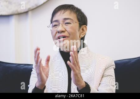 Oslo 20211210. Maria Ressa lors d'une interview avec NTB au Grand Hôtel avant l'attribution du Prix Nobel de la paix. Photo: Stian Lysberg Solum / NTB Banque D'Images