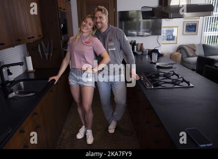 Entretien avec Aleksander Aamodt Kilde et Mikaela Shiffrin - deux superstars alpines dans leur maison en pot. Photo: Hallgeir Vaagenes, VG Banque D'Images