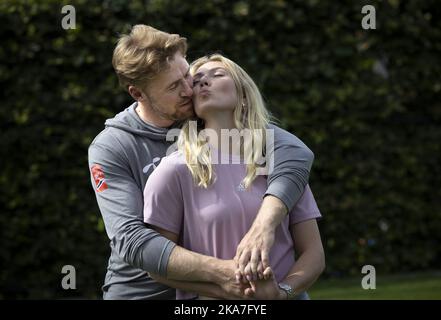 Entretien avec Aleksander Aamodt Kilde et Mikaela Shiffrin - deux superstars alpines dans leur maison en pot. Photo: Hallgeir Vaagenes, VG Banque D'Images