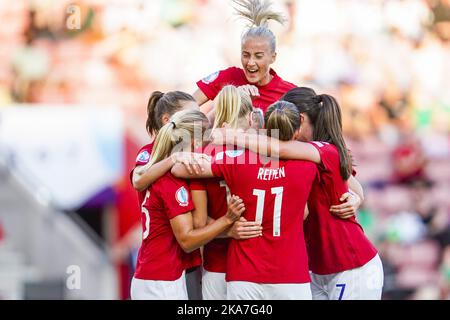 Brighton, Angleterre 20220707. L'équipe norvégienne salue un but de Julie Blakstad lors du match de football entre la Norvège et l'Irlande du Nord au stade St. Mary's de Southampton. Photo: Terje Pedersen / NTB Banque D'Images