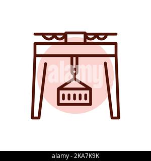 Grue pour l'icône de ligne de couleur d'entrepôt. Pictogramme pour page Web Illustration de Vecteur