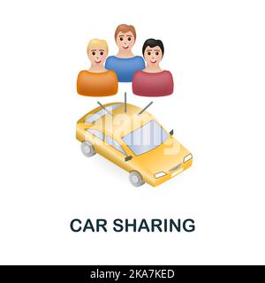 Icône de partage de voiture. 3d illustration de la collection smart city. Icône Creative car Sharing 3D pour la conception Web, les modèles, les infographies et bien plus encore Illustration de Vecteur