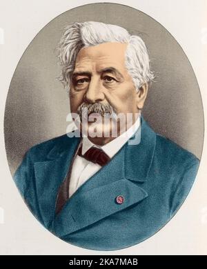 Portrait de Ferdinand Marie de Lesseps (1805-1894), appele 'le grand francais', diplomatique et entrepreneur, il est le principal promoteur du canal de Suez. Banque D'Images