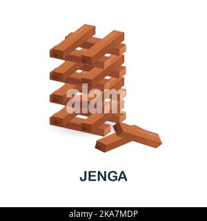 Icône Jenga. 3d illustration de la collection de jeux de table. Icône Creative Jenga 3D pour la conception Web, les modèles, les infographies et plus encore Illustration de Vecteur