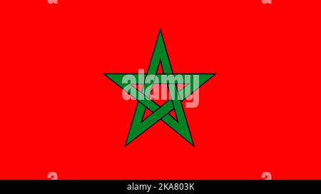 Maroc. Drapeau du Maroc. Design horizontal. Lustration du drapeau du Maroc. Conception horizontale. Conception abstraite. Illustration. Carte. Capitale Rabat. Banque D'Images