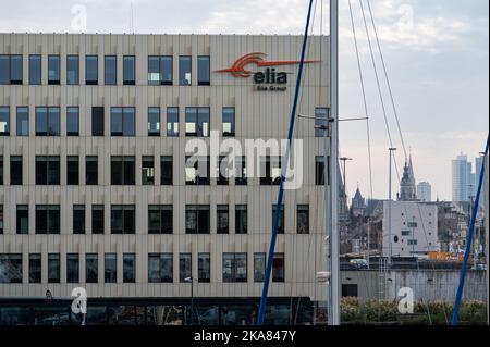 Neder-over-Heembeek, Bruxelles, Belgique, 10 30 2022 - Port et façade du groupe Elia, société d'ingénierie et d'électricité Banque D'Images