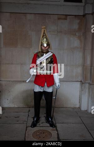 Garde-corps en service aux gardes à cheval. Londres, Angleterre Banque D'Images