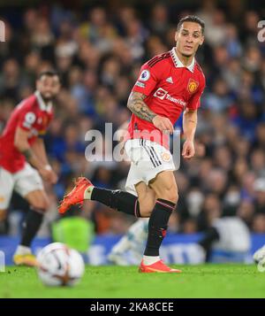 22 Oct 2022 - Chelsea / Manchester United - Premier League - Stamford Bridge Antony de Manchester United lors du match de première League contre Chelsea à Stamford Bridge, Londres. Image : Mark pain / Alamy Banque D'Images