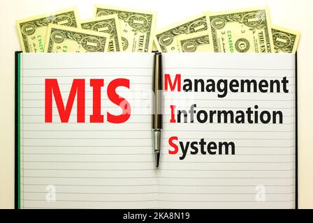 Symbole du système d'information de gestion mis. Concept mots système d'information de gestion mis sur note blanche sur un beau fond blanc. Mis. Métier Banque D'Images