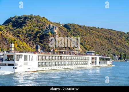 Vallée du Rhin moyen entre Sankt Goar et Sankt Goarshausen, Allemagne Banque D'Images