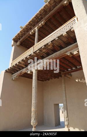 AK Sheikh Bobo Bastion, Kunya Ark Palace toit-terrasse, Ichan Kala (forteresse intérieure), Khiva, province de Khorezm, Ouzbékistan, Asie centrale Banque D'Images