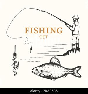 Illustration du vecteur du kit de pêche. Illustration de Vecteur