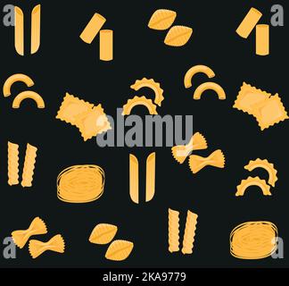 Motif sans couture de pâtes traditionnelles. Différents types de macaroni. Illustration vectorielle. Illustration de Vecteur