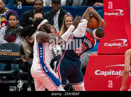 NBA basketball les Washington Wizards jouant contre le philadelphia 76ers. Banque D'Images