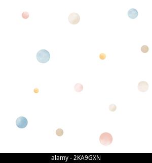Motif sans couture confetti. Fond aquarelle avec party Glitter dans de jolies couleurs pastel bleu et rose. Décoration géométrique à pois ronds. Main d Banque D'Images