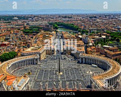 Une belle vue aérienne de la place Saint-Pierre dans la Cité du Vatican Banque D'Images