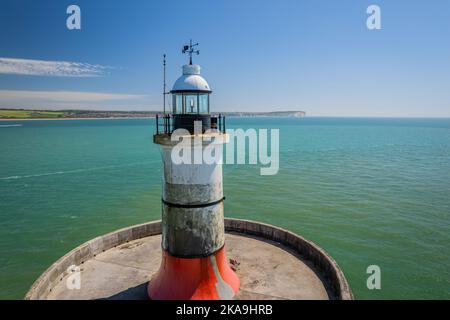 Vue aérienne du phare de Newhaven Breakwater Banque D'Images