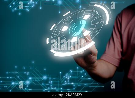 Appelez dès maintenant l'assistance clientèle de communication d'affaires, hotline centre de service de technologie, contactez-nous concept. Banque D'Images