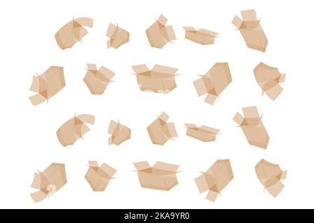 Motif provenant de boîtes en carton sur fond blanc. Le concept de l'écologie, de la protection de l'environnement, du recyclage des déchets. Image vectorielle Illustration de Vecteur