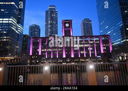 Chicago en la noche Banque D'Images