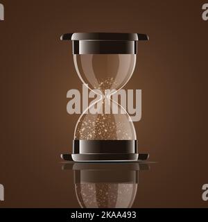 Vrai sable transparent hourglass isolé sur fond blanc. Simple et élégant en verre sable minuterie. Sand icône horloge 3d illustration Illustration de Vecteur